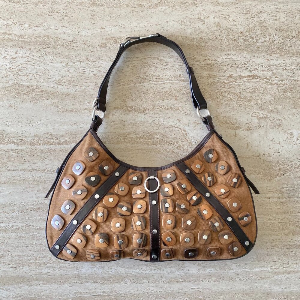 Vintage Yves Saint Laurent Mombasa Wooden Stud Shoulder Bag